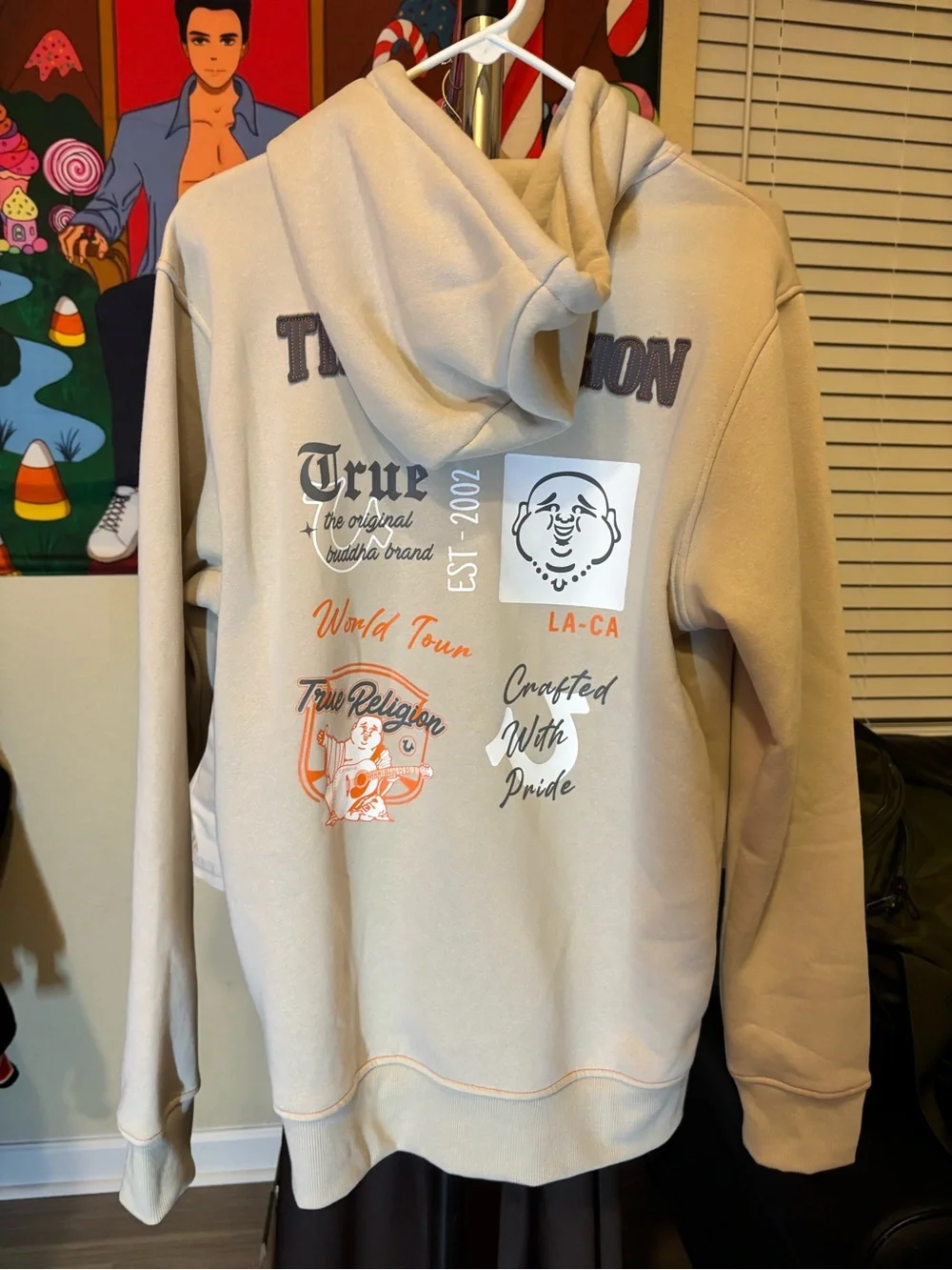 True Religion Buddha Beige Zip-Up Hoodie